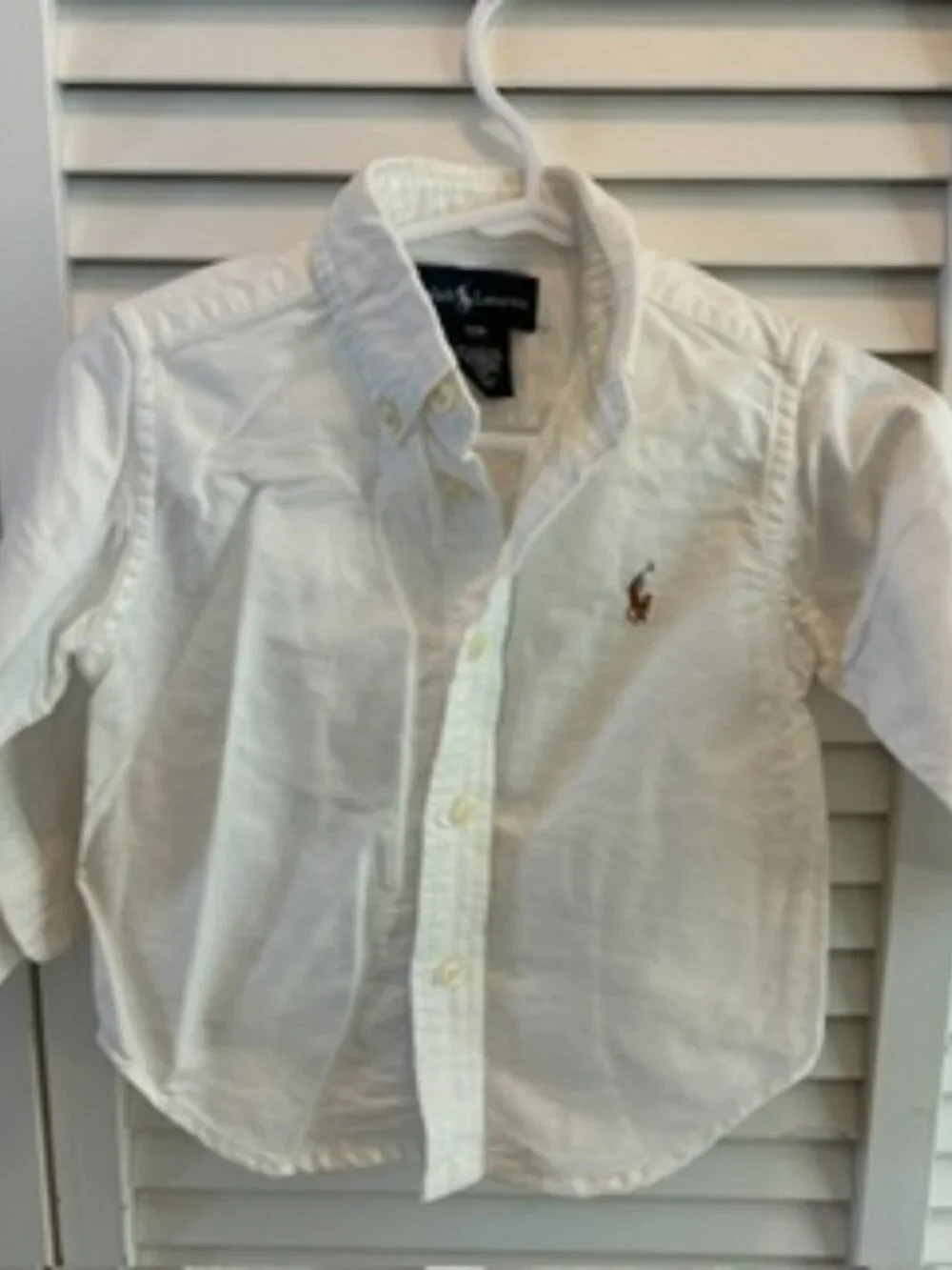 Ralph Lauren White Long Sleeve Button Down Shirt Size 12M